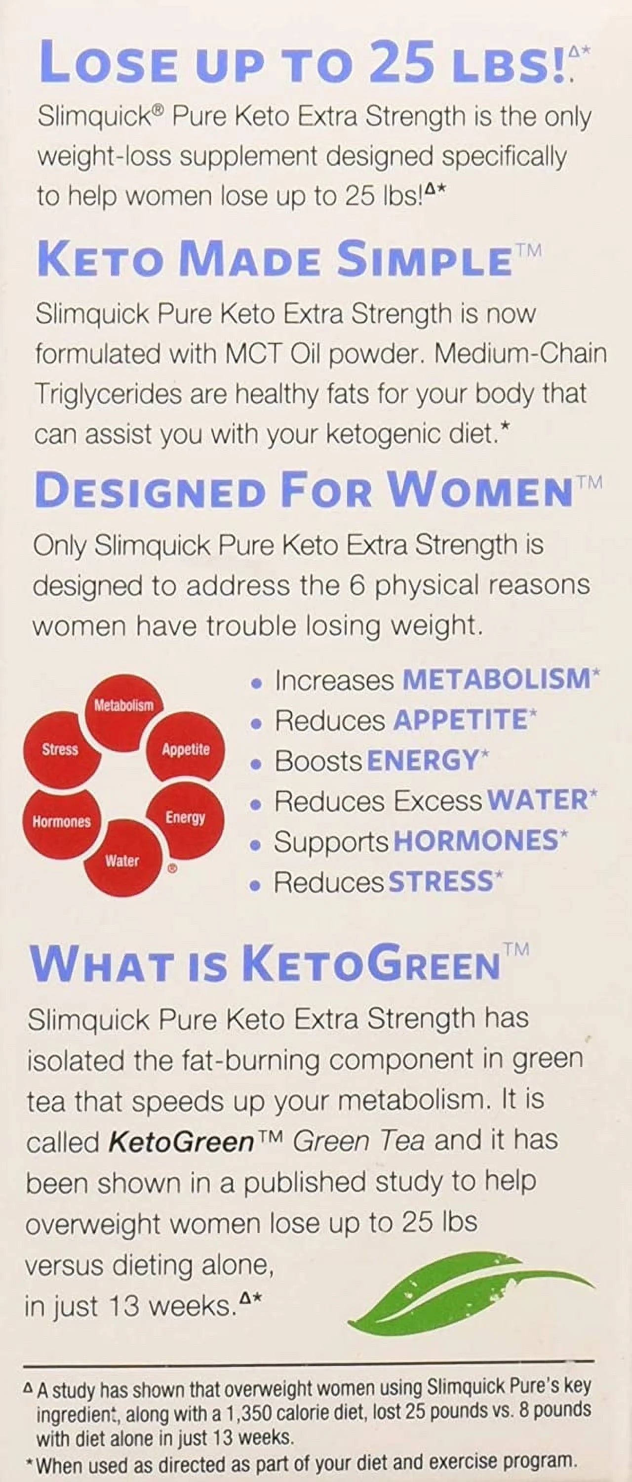 SlimQuick Pure Keto Dietary Supplement Extra Strength Caplets V986834