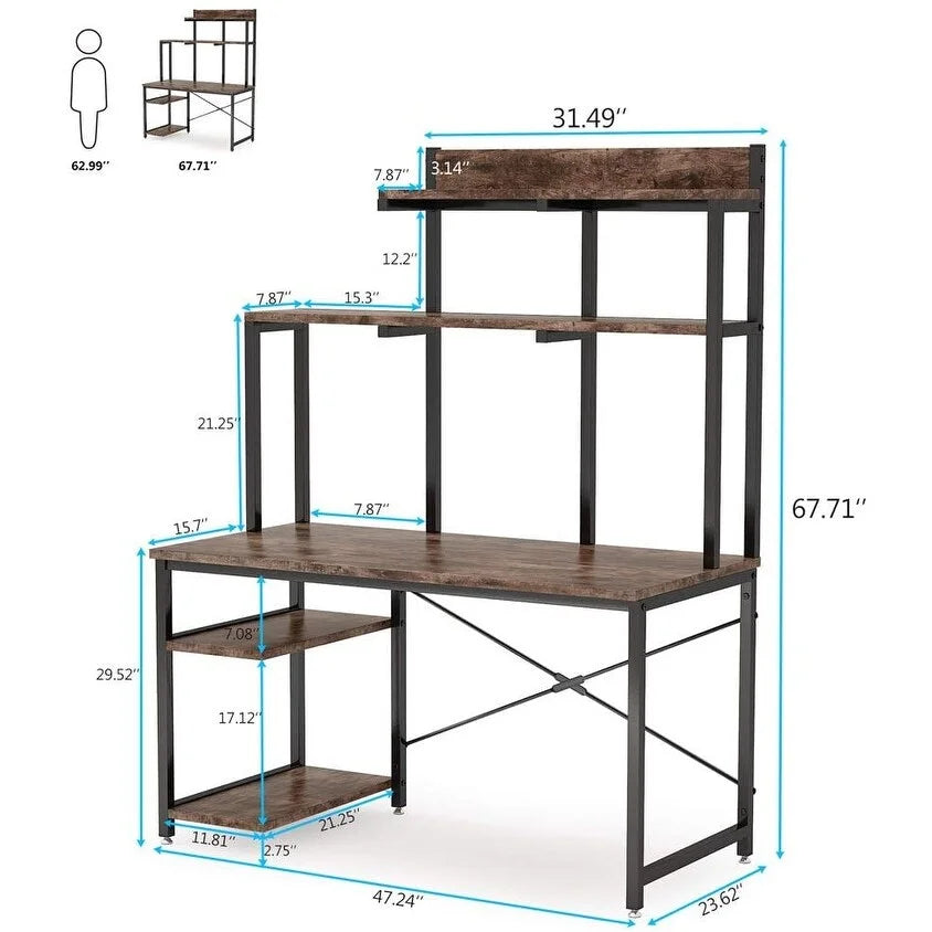Computer Desk with Storage Hutch for Home Office Black B2810