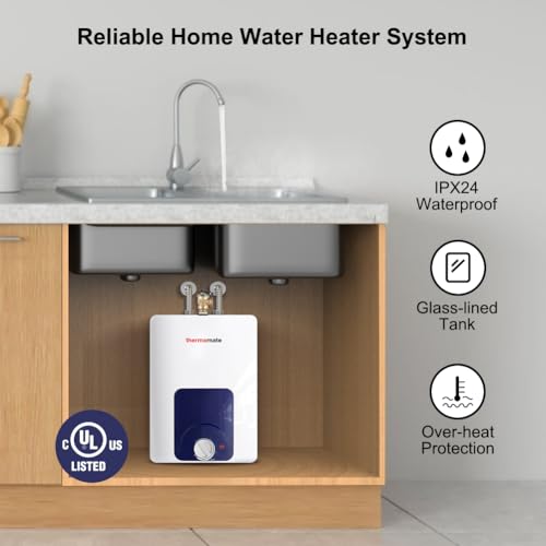 thermomate Mini Tank Water Heater Electric, 2.5 Gallon Under Sink, 120V E908189