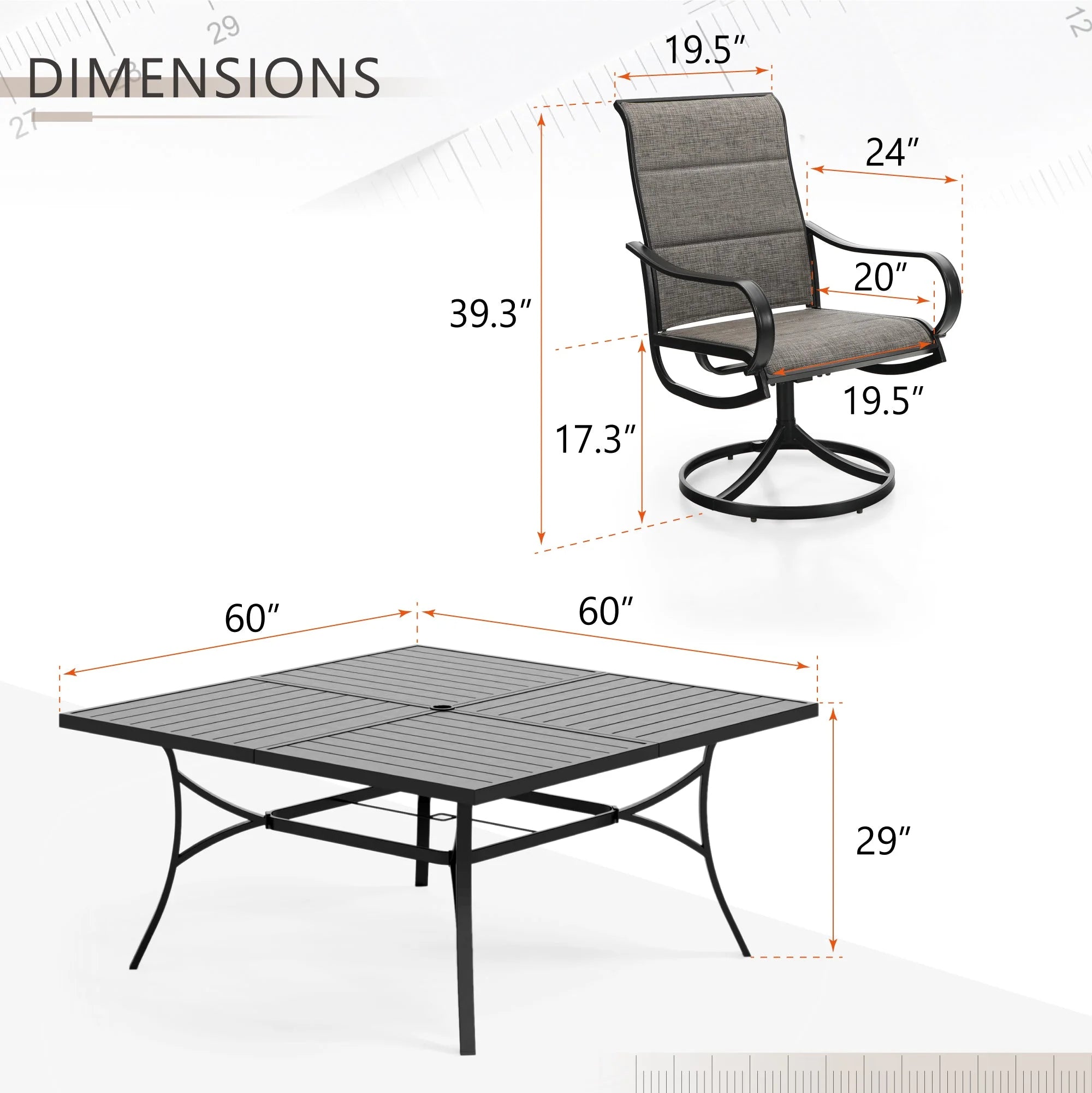 Sophia & William 9 Piece Outdoor Metal Patio Dining Set with Swivel Chairs D233402
