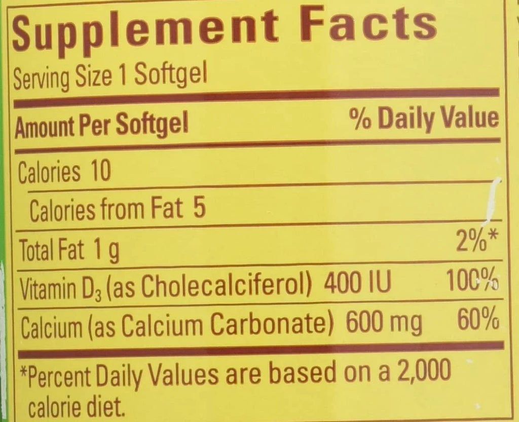 Nature Made Calcium 600 mg with Vitamin D Liquid Softgels, 100 Count (Pack of 4) F880910