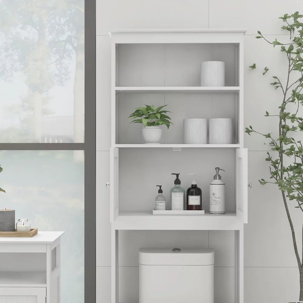 Over The Toilet Storage Cabinet with 2 Doors, White E9825