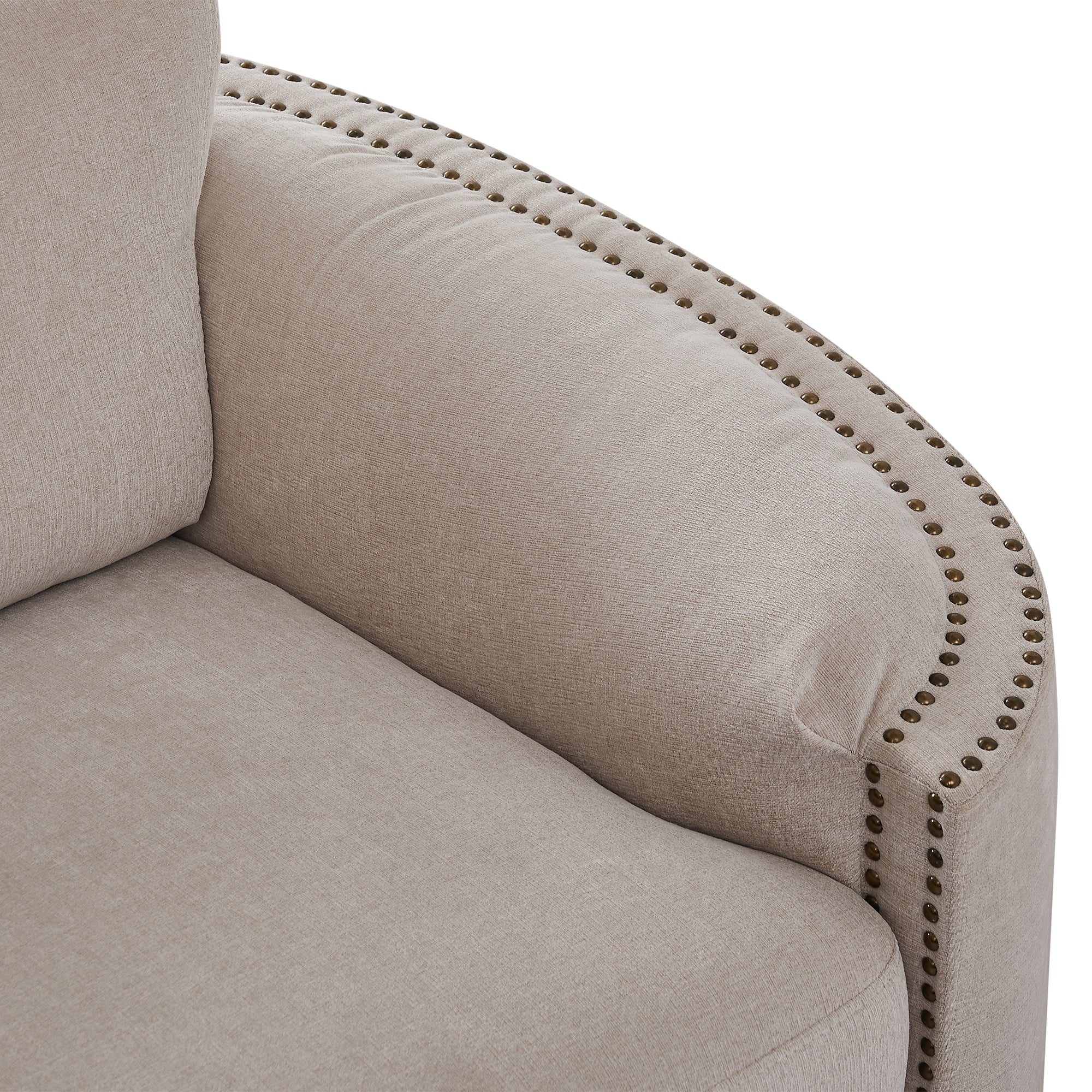 KAMIDA 3-Seater Upholstered Sofa Couch with Semilunar Arms, Beige V218