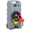 15 Gallon Fuel Caddy, Portable Gas Tank with Fluid Transfer Siphon Pump and 10-Foot Long Hose, Diesel Fuel Tank Gasoline Can with Manual Transfer Nozzle, 7.5 L/min, Grey