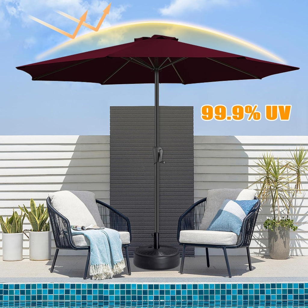 Outdoor Patio Umbrella Replacement Canopy Cover UV Protective, Wine Red J2580