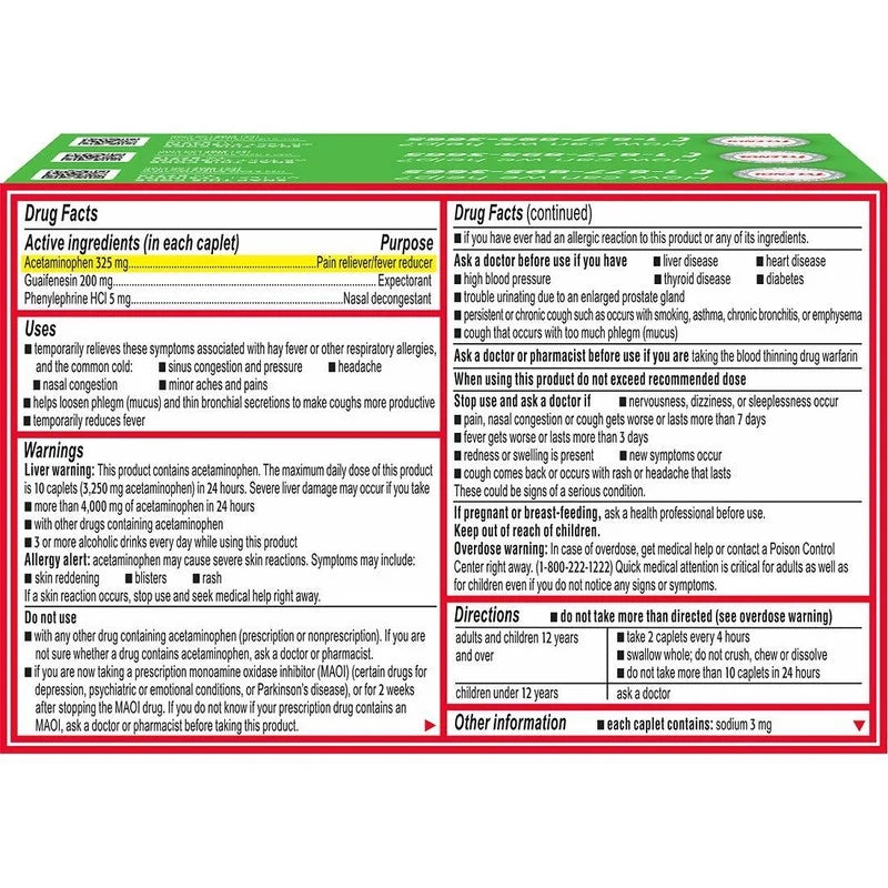 Tylenol Sinus Congestion and Pain Severe Daytime 24 Caplets, 3 Pack N990381
