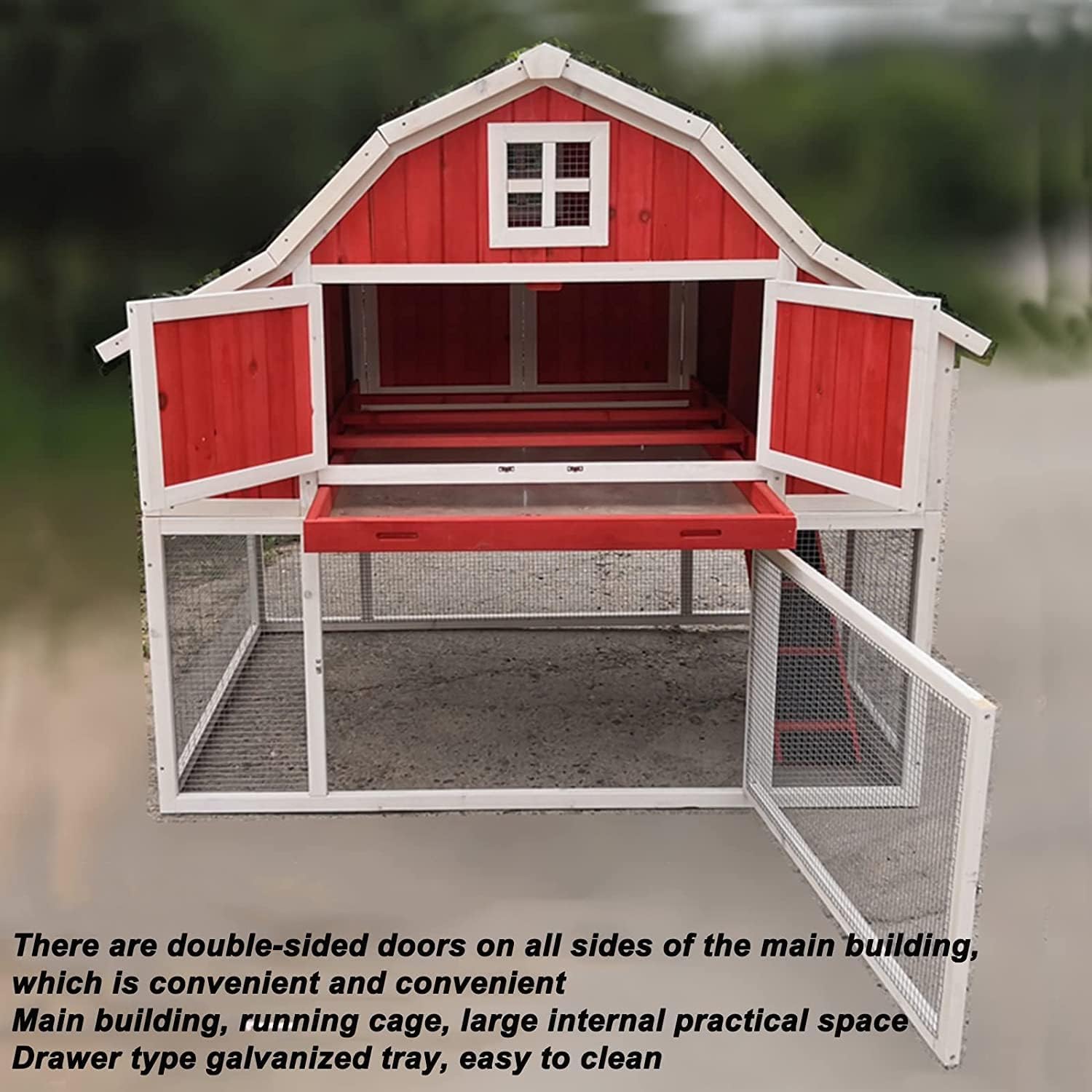 Large Wooden Chicken Duck Cage Rabbit Hutch Outdoor Pet House X701809