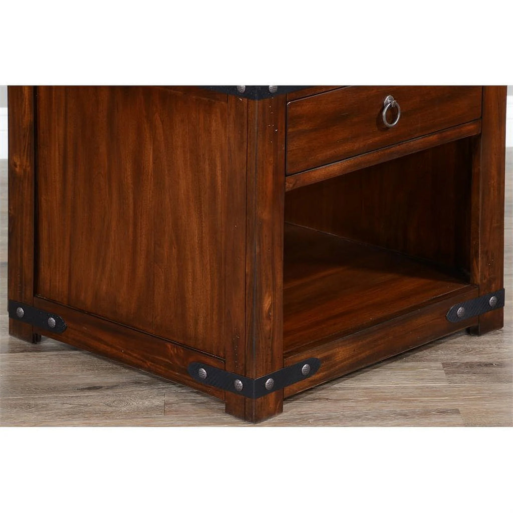 Home Square Santa Fe 24" Wood End Table Dark Chocolate Set of 2 S4904