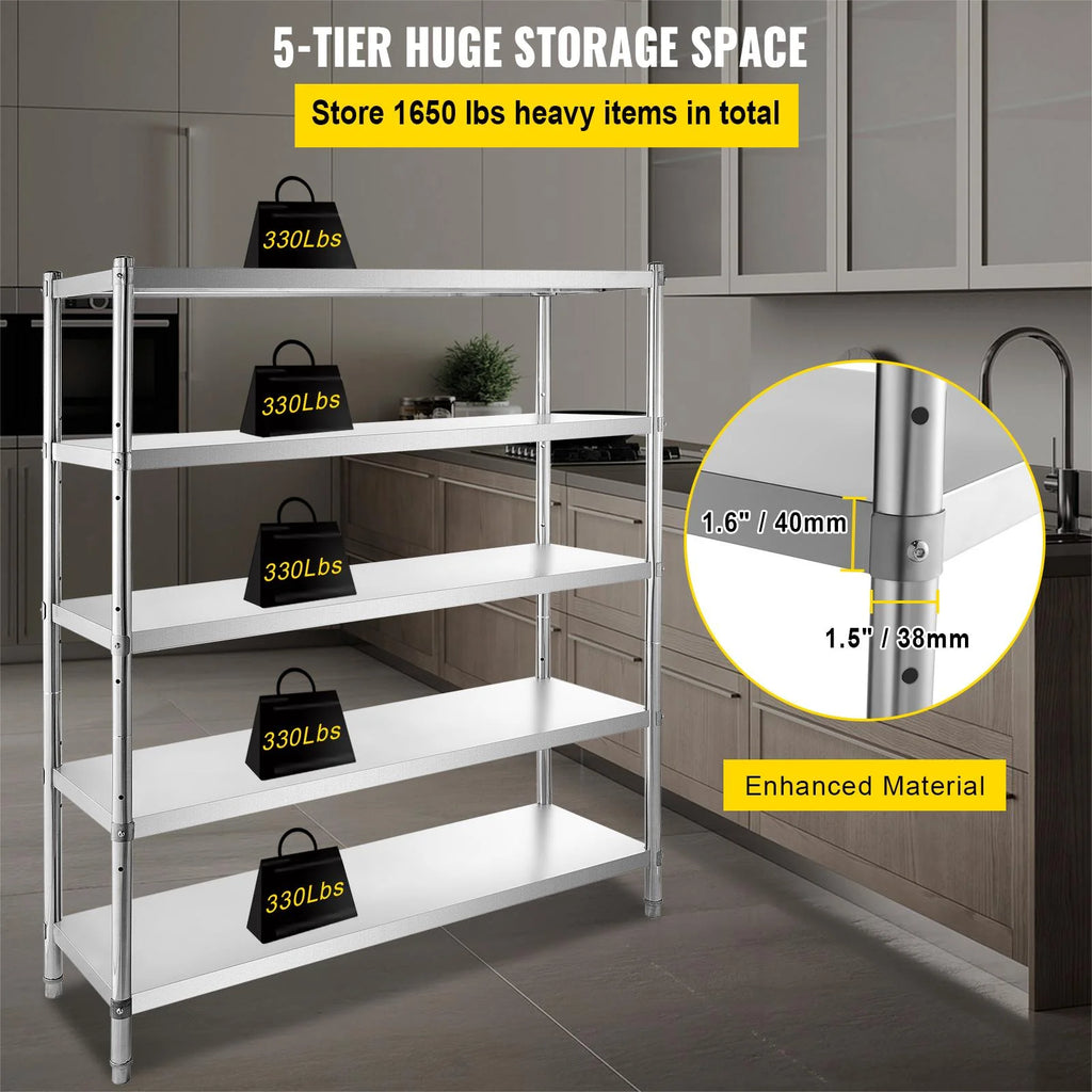 BENTISM Shelving Unit 5-Tier Stainless Steel 60x18.5 inch N80821