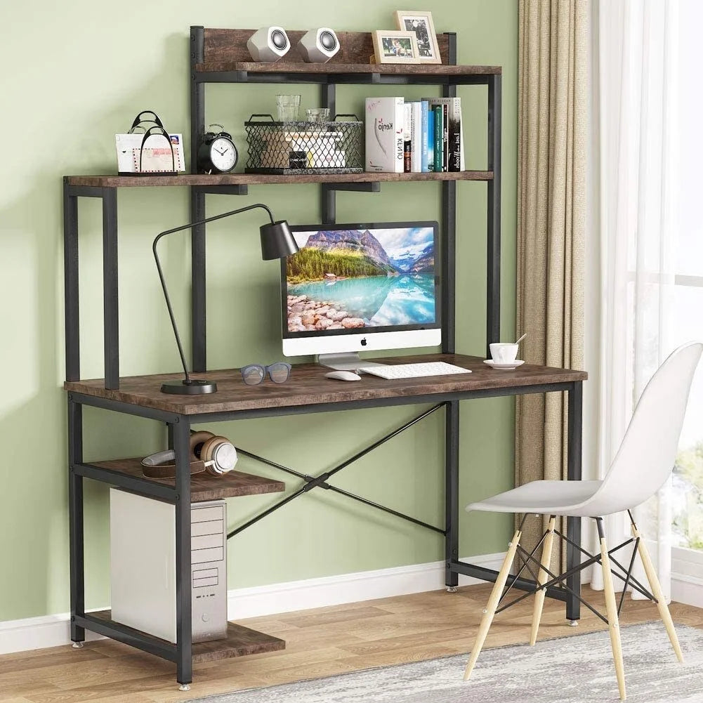 Computer Desk with Storage Hutch for Home Office Black B2810