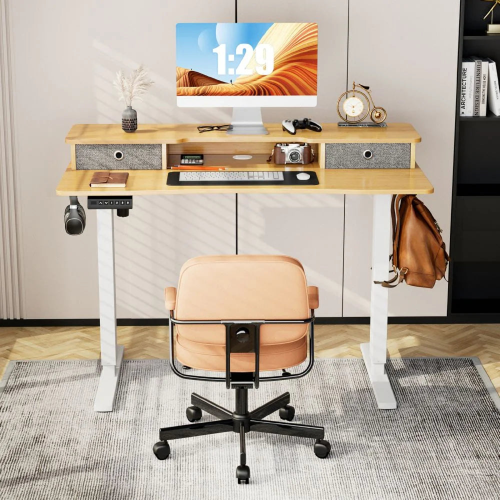 Height Adjustable Electric Standing Desk with Storage Shelf S89062