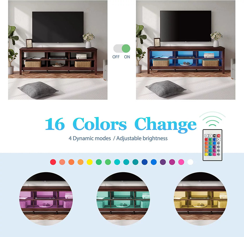 TV Stand for TVs up to 75 Inches with 6 Cubby, Brown D553456
