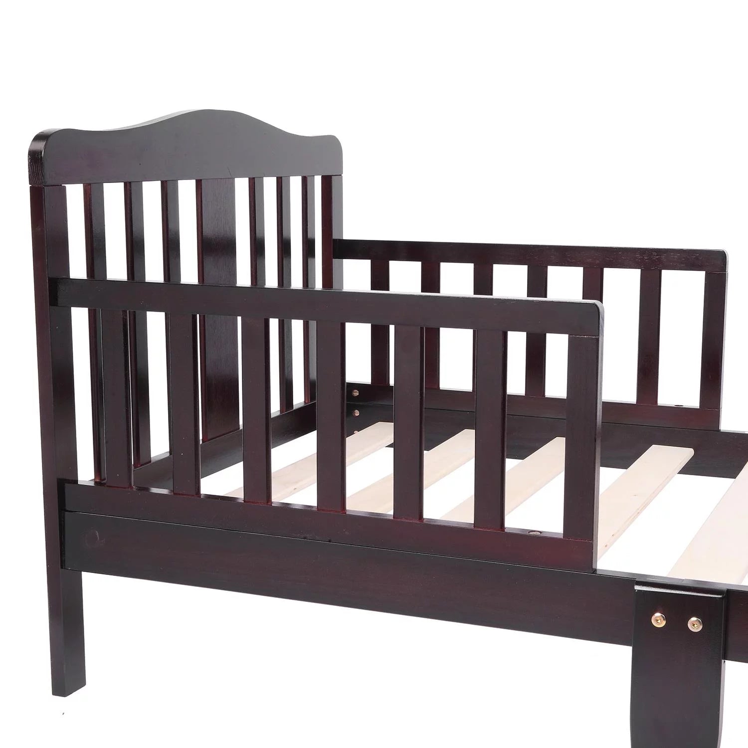 UBesGoo Toddler Wood Bed with Safety Rail Fence, Cherry Z260686