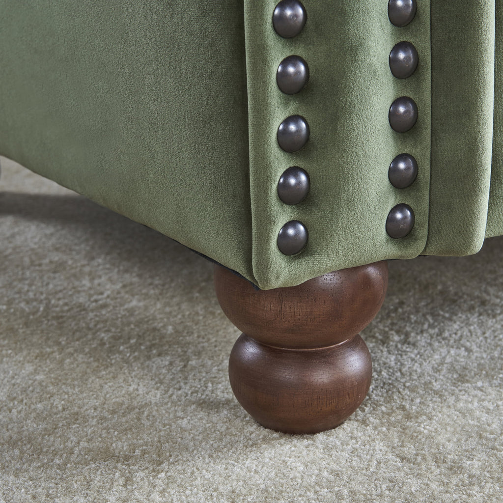 Classic Traditional Upholstered Sofa with High-Tech Fabric, Large Green Q8173