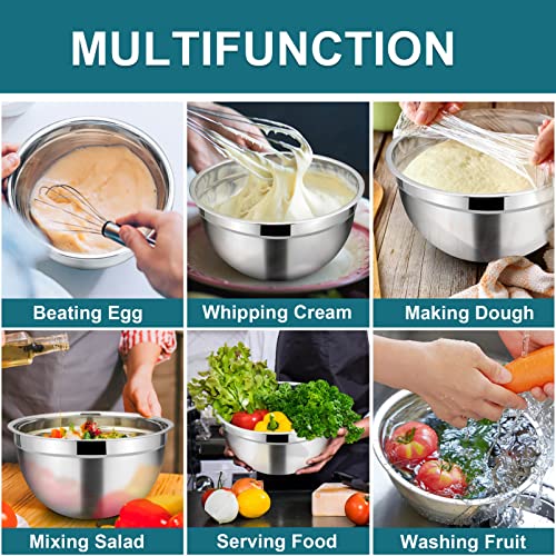 TeamFar Mixing Bowls 5-Piece Stainless Steel Nesting Set with Lids U24284