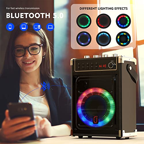 JYX Karaoke Machine with 2 Wireless Microphones, Bluetooth, LED Light - Black B985