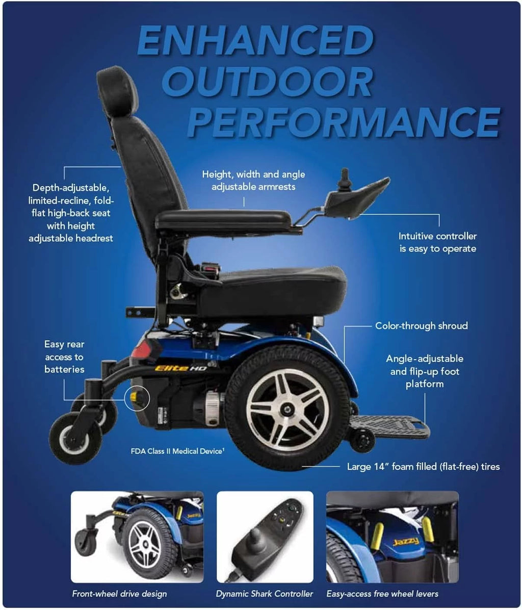 Pride Mobility Jazzy Elite HD Heavy Duty Power Chair, Red N1004