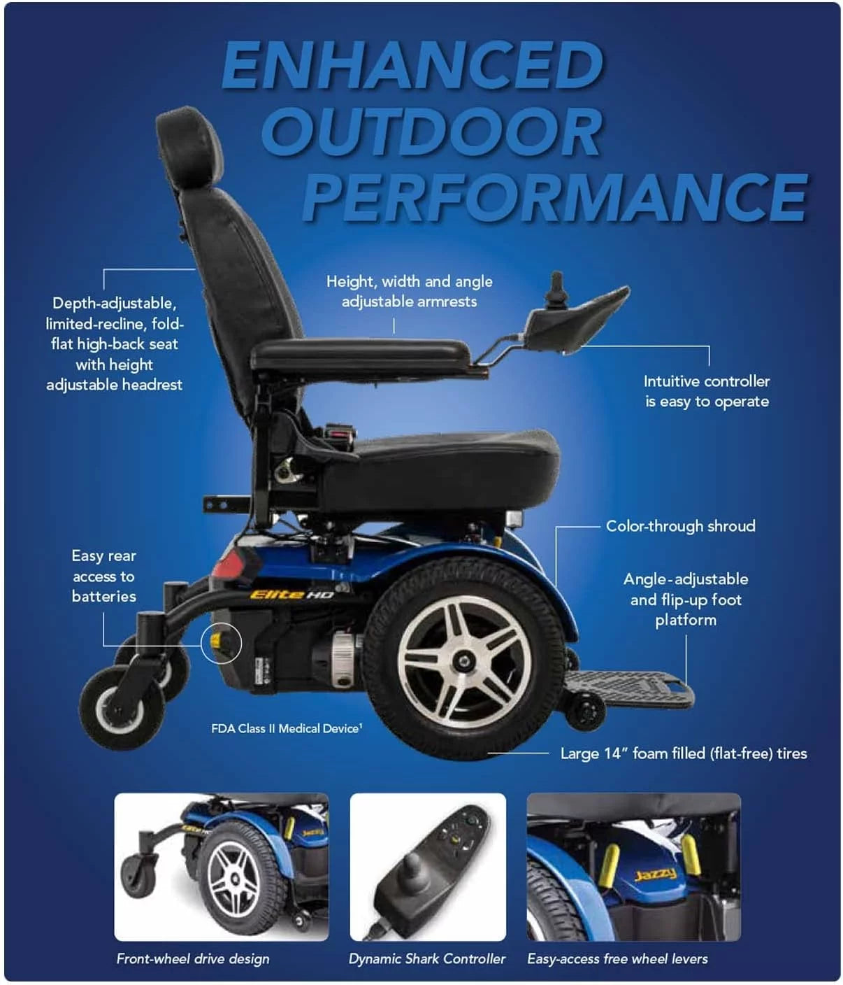 Pride Mobility Jazzy Elite HD Heavy Duty Power Chair, Red N1004