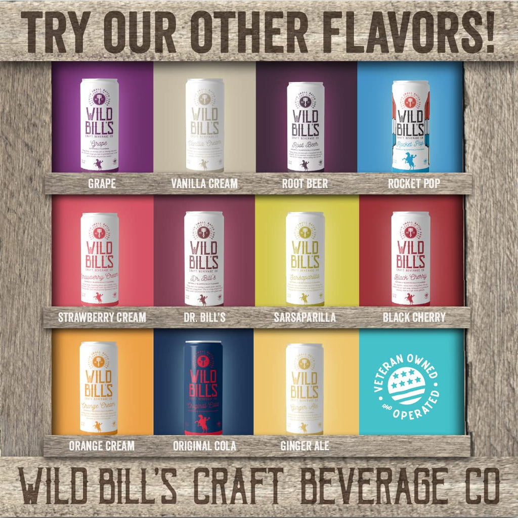 Wild Bill's Original Cola Soda Classic Craft Soda Pop, Pure Cane Sugar, Caffeine Free, 12 Oz 12 Pack N69820