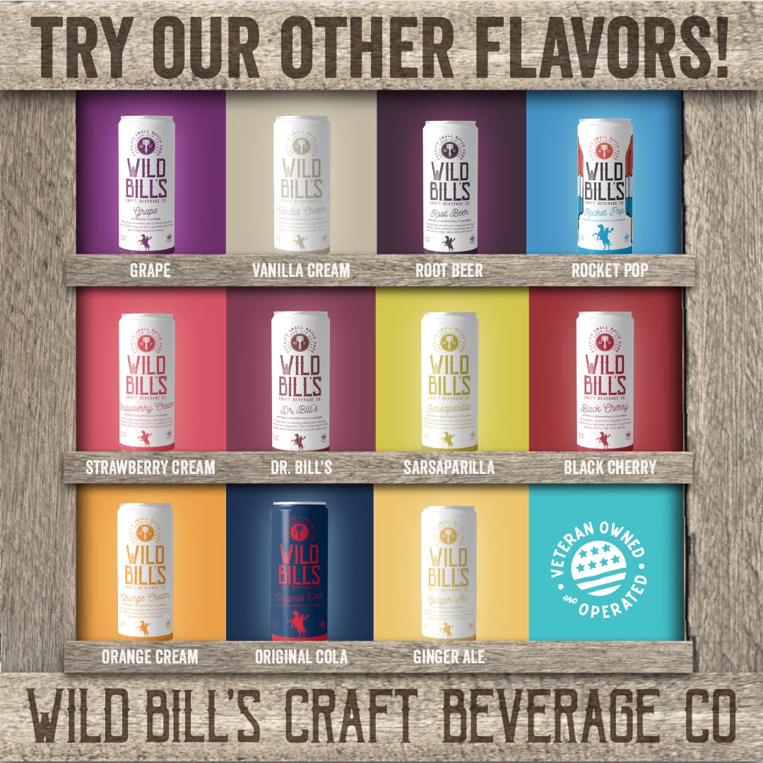 Wild Bill's Original Cola Soda Classic Craft Soda Pop, Pure Cane Sugar, Caffeine Free, 12 Oz 12 Pack N69820