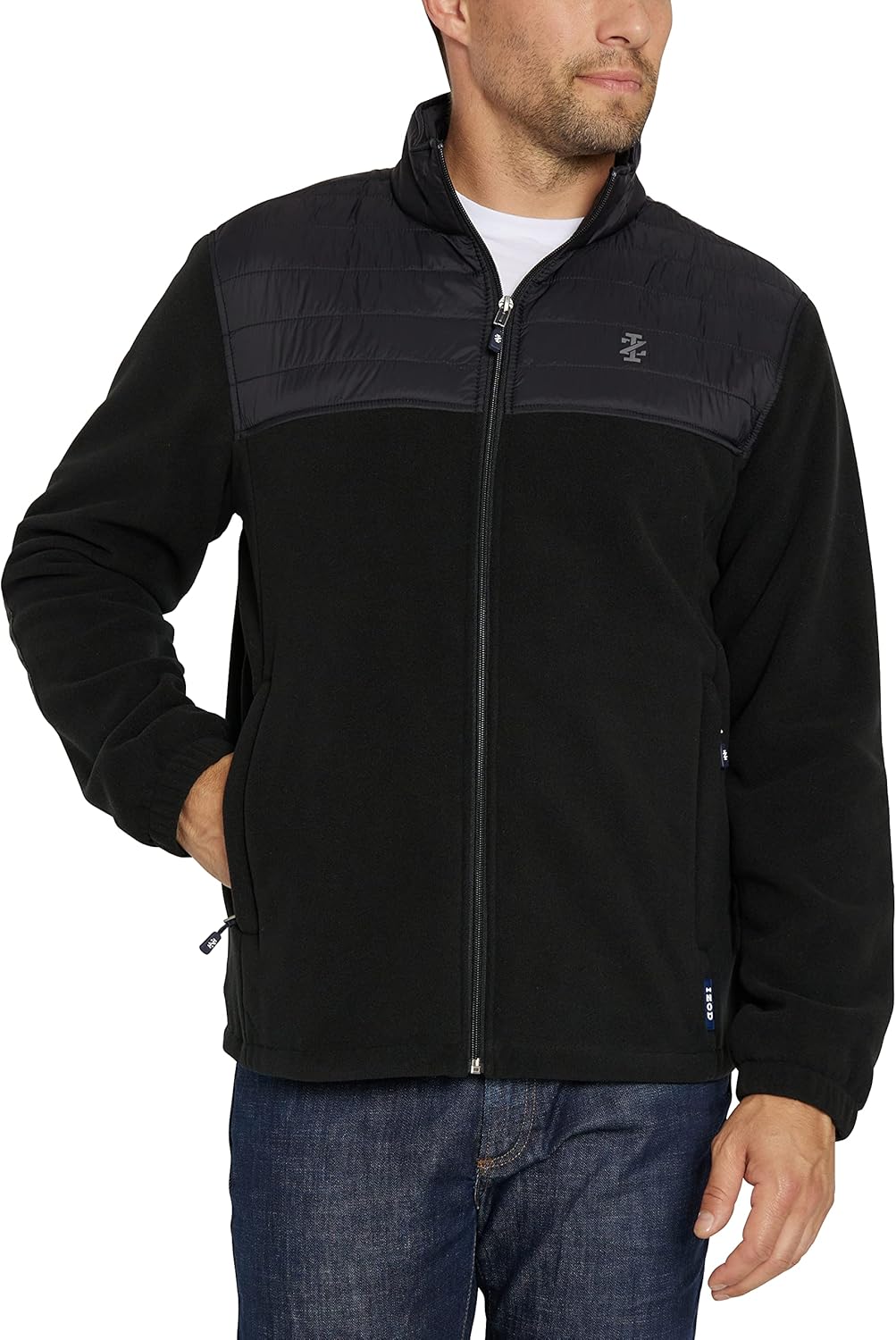 IZOD Men's Fleece Jacket with Nylon Trim, Black, XX-Large E867645