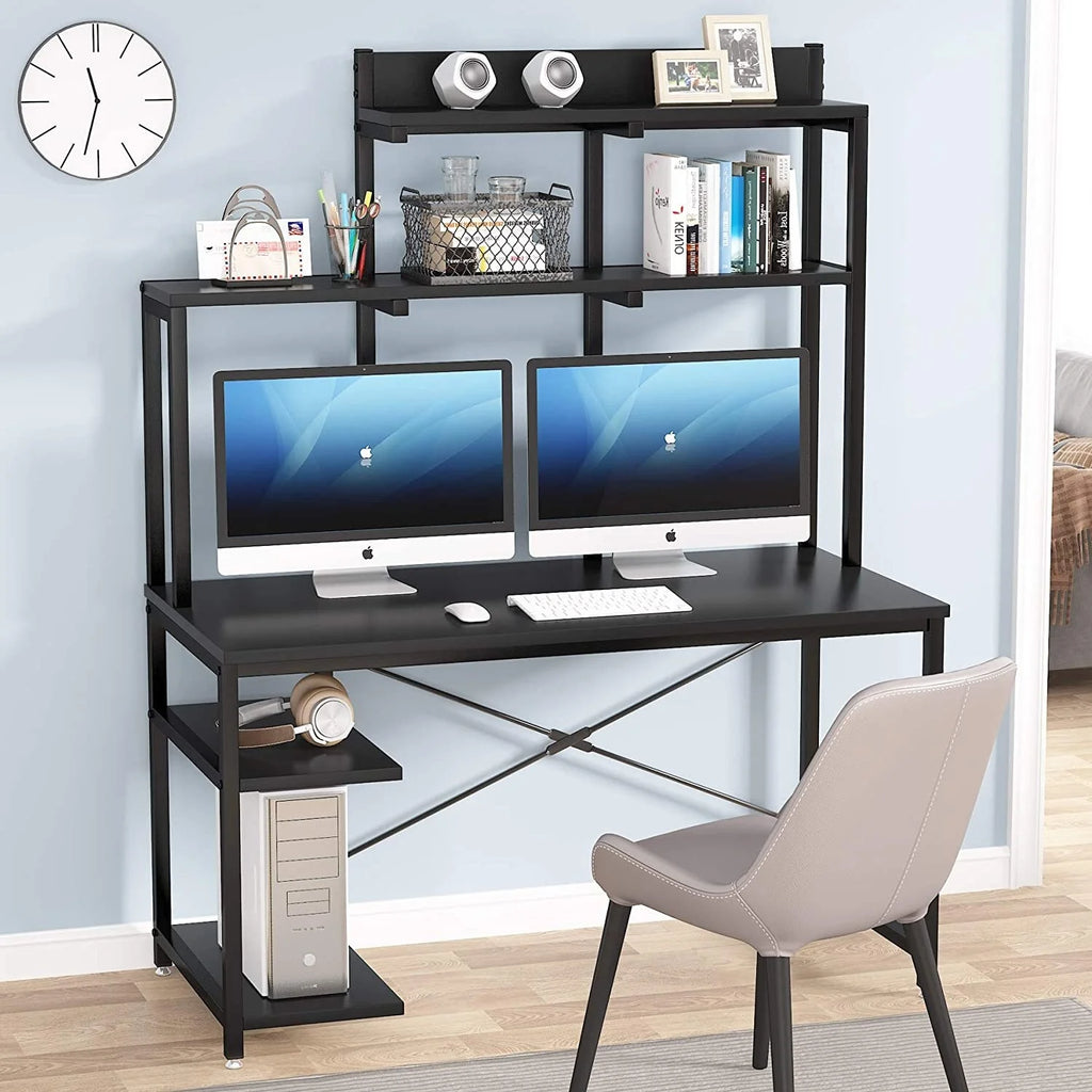 Computer Desk with Storage Hutch for Home Office Black B2810