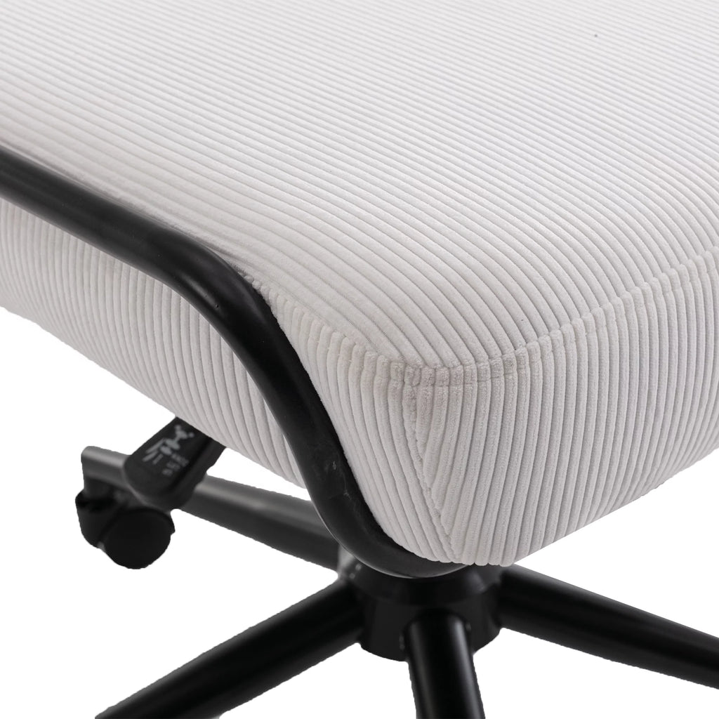 Royard Oaktree Corduroy Upholstered Swivel Desk Chair with Wheels, White S11995