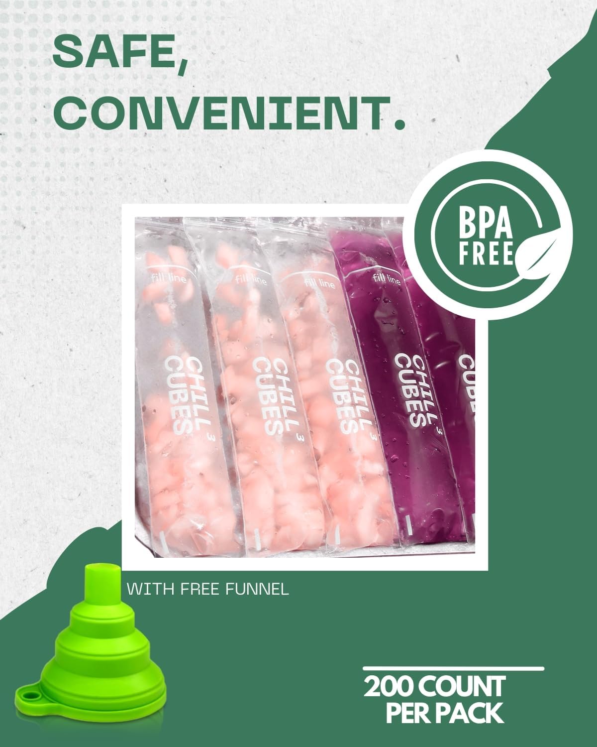 200 Disposable Popsicle Mold Bags with Zip Seal, BPA-Free W295646