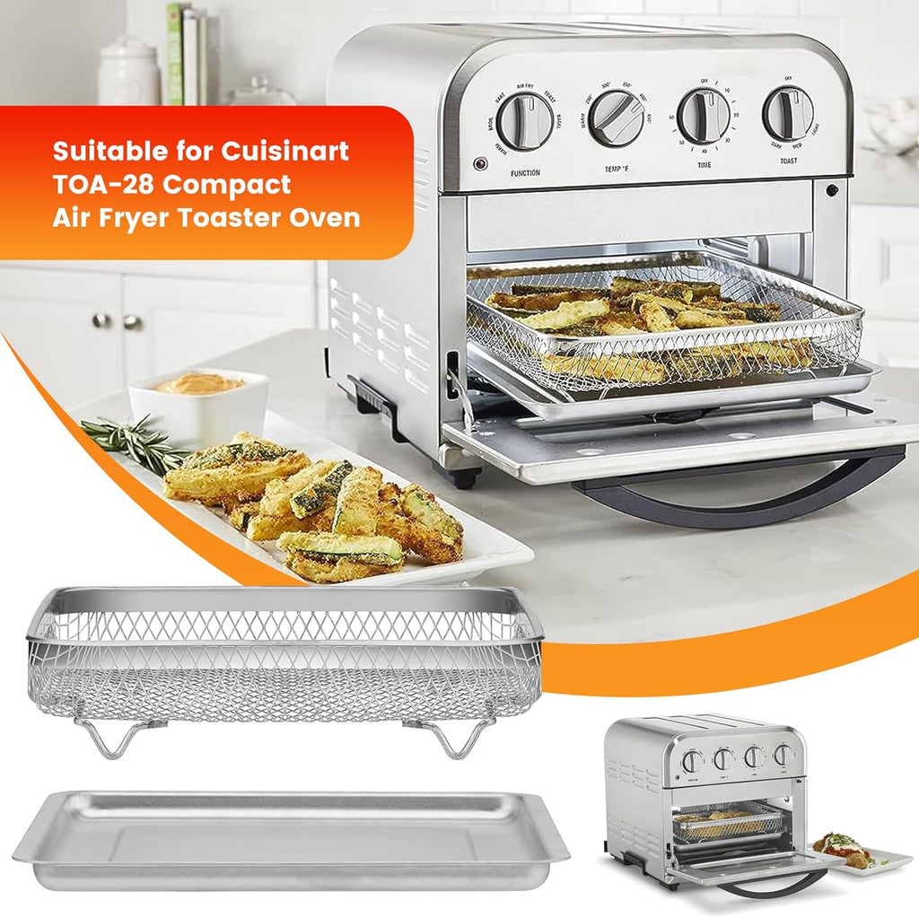 Cuisinart TOA-28 AFR-25 Air Fryer Tray Replacement, 10.7 x 9.8" Non-stick Mesh Basket F318