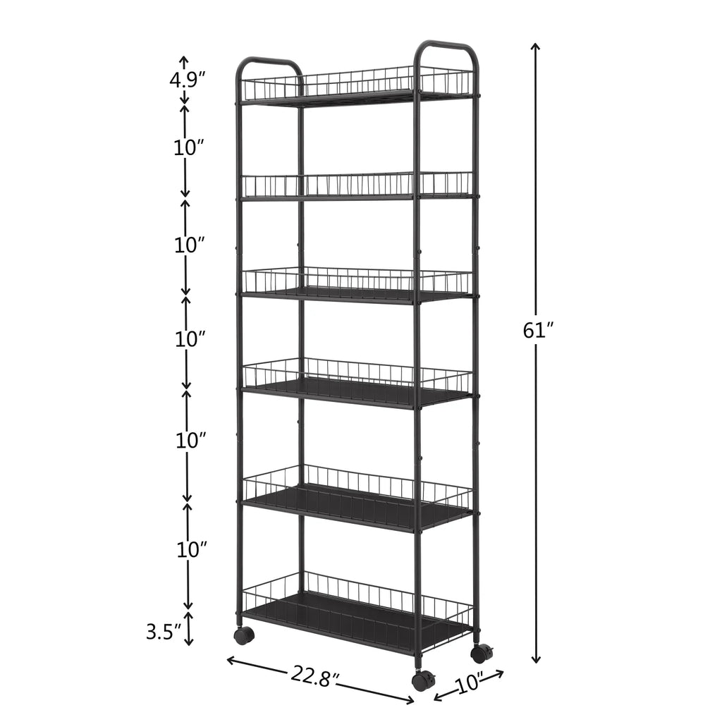 Holaki 6-Tier Slim Rolling Storage Cart with Wheels, Metal Wire Shelving Rack I4076