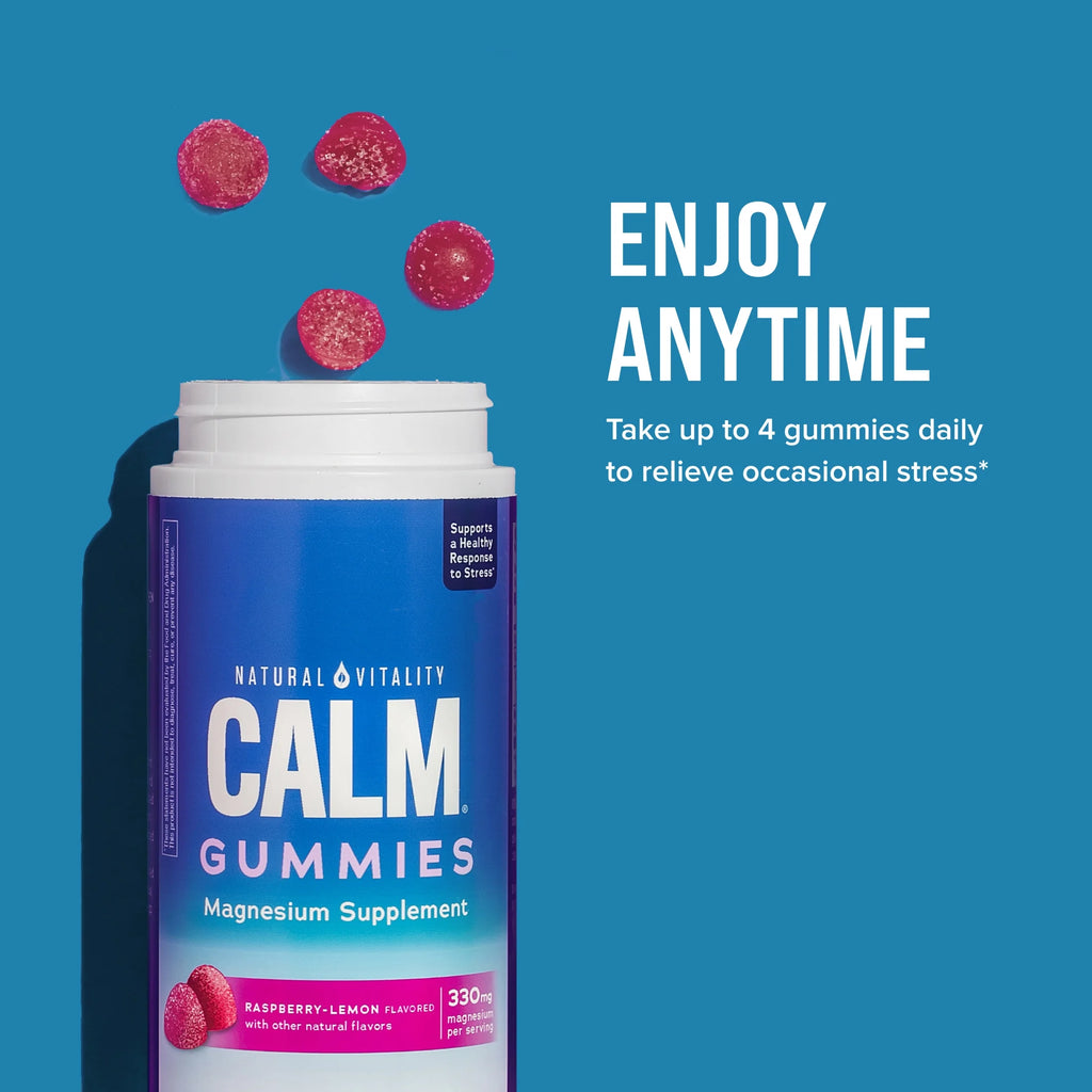 Natural Vitality Calm Magnesium Gummies, Raspberry Lemon, 120 Count Y133