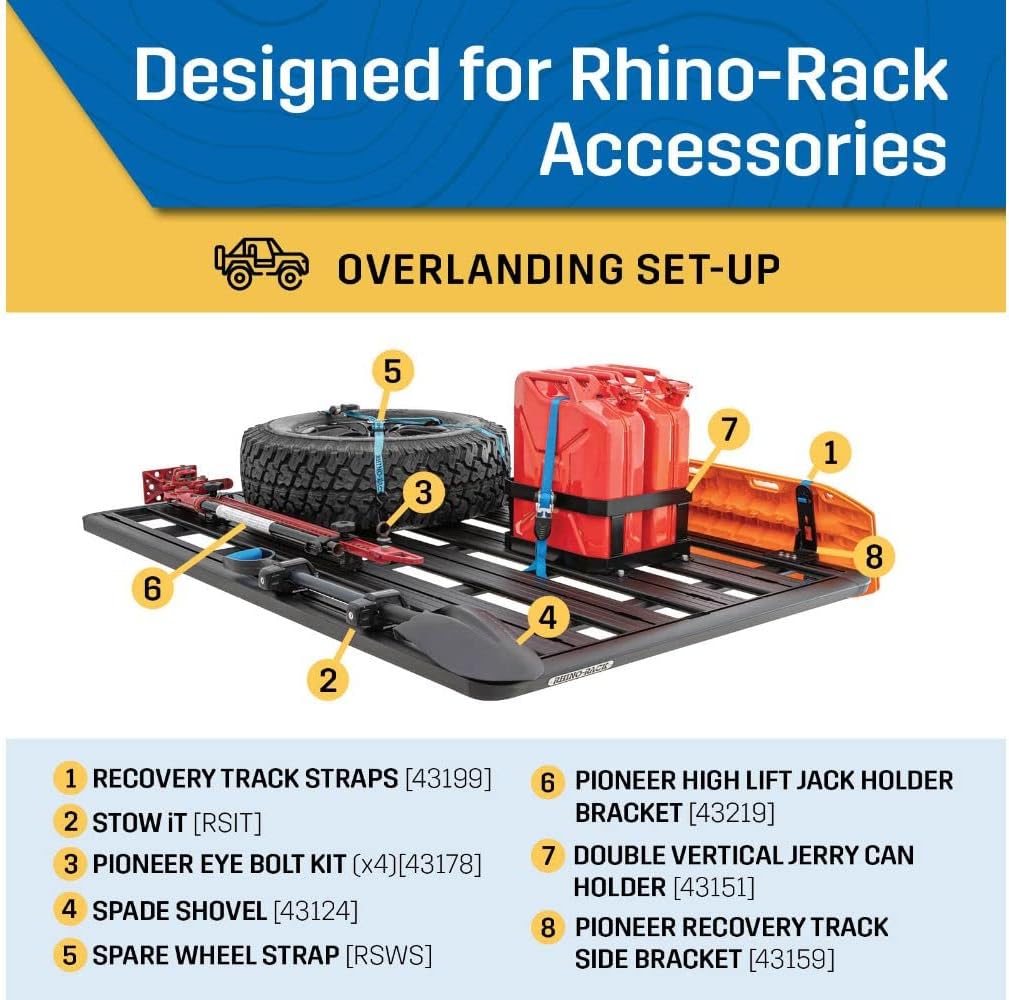 Rhino Rack Pioneer Roof Rack Kit for Toyota Tundra Crewmax 2022+, Aluminum, Black B5317