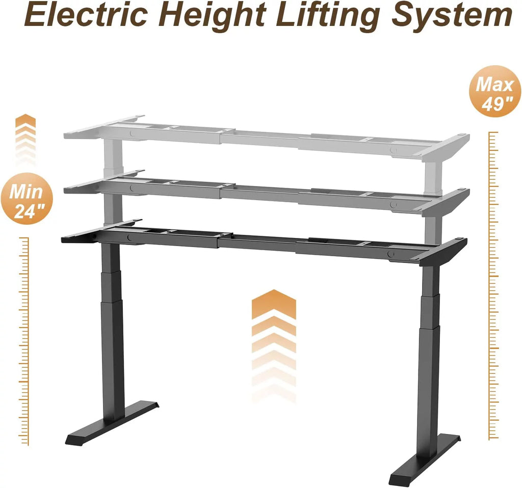 Electric Standing Desk Frame Dual Motor Height Adjustable Black S126903