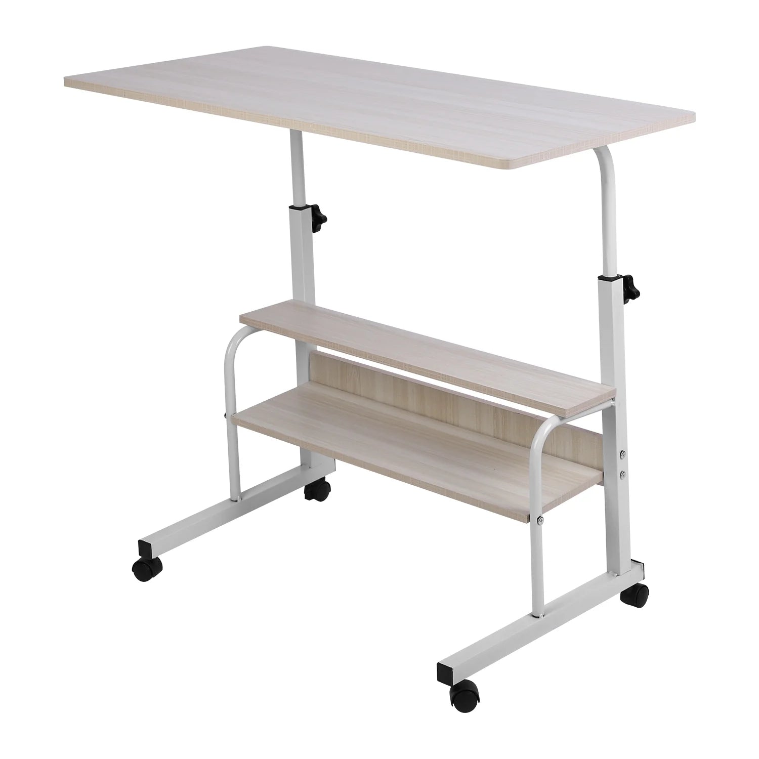 iMounTEK 3-Tier Mobile Laptop Table with Wheels, Adjustable, Beige X980600