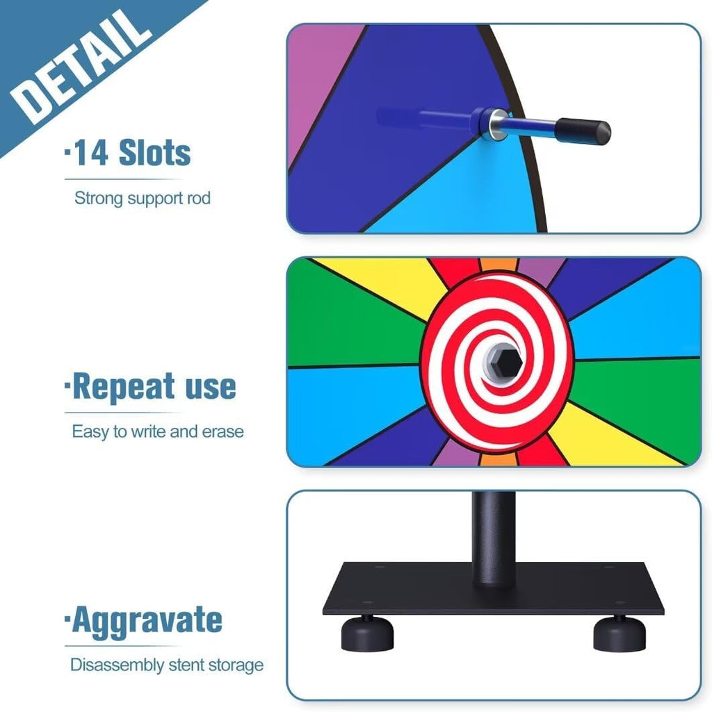 12-inch Spinning Prize Wheel with Heavy Duty Base, 14 Slots Tabletop Spinner F81030