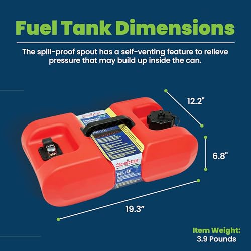 Scepter 08667 9 Gallon Low Profile Marine Fuel Tank for Outboard Boats, Red P8527