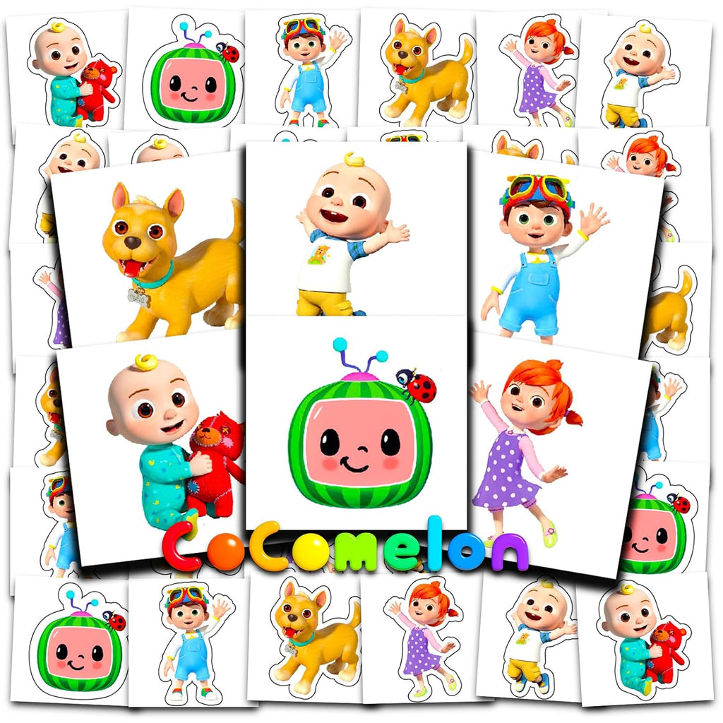 Cocomelon Tattoos Party Favors Bundle ~ 72 Perforated Individual 2" x 2" Cocomelon Temporary Tattoos for Kids Boys Girls (Cocomelon Party Supplies)