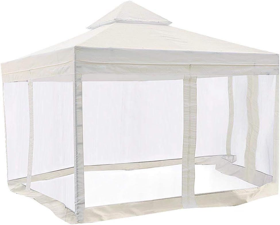 Yescom 10'x10' Gazebo Top Replacement Mesh Net for 2 Tier Outdoor Canopy Cover Patio Garden Yard White Y00610T07NET