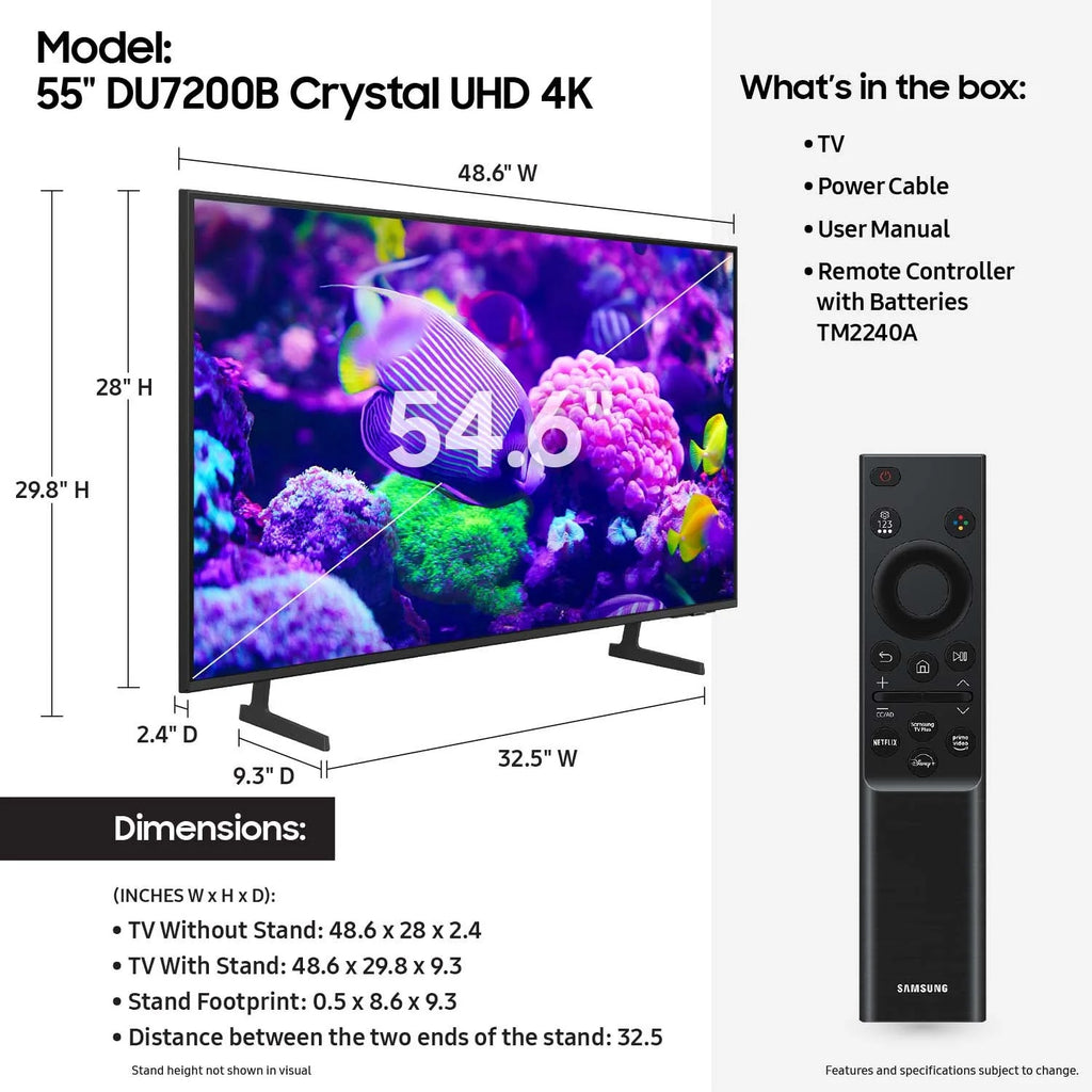 SAMSUNG 55" Class DU7200B Crystal UHD 4K Smart TV Z71752