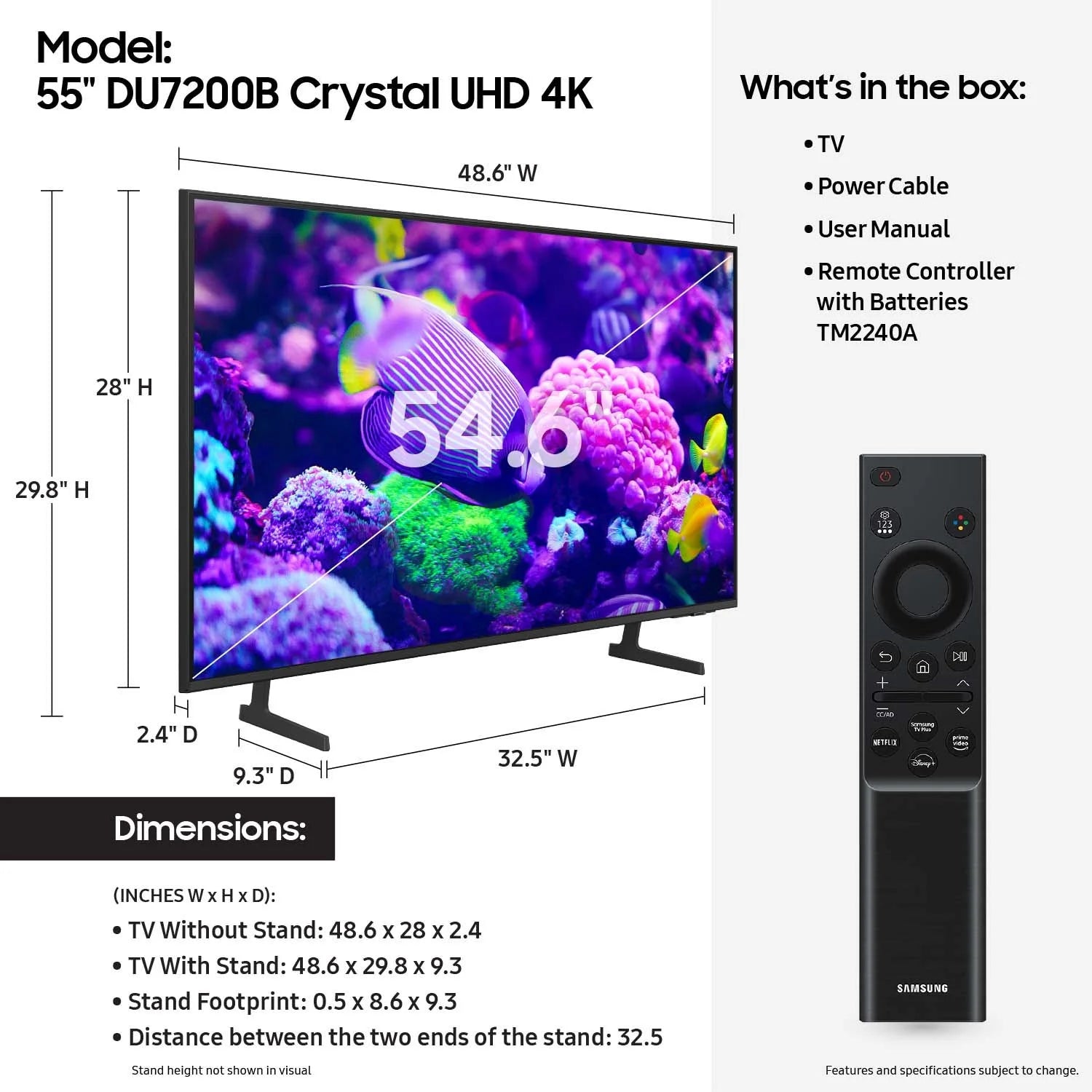 SAMSUNG 55" Class DU7200B Crystal UHD 4K Smart TV Z71752
