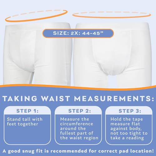Wearever Men’s Incontinence Boxer Brief, Reusable Leak Proof Underwear, White, L N3877