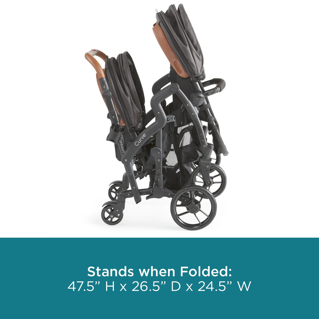 Contours Curve V2 Double Tandem Stroller, Black Herringbone B188895