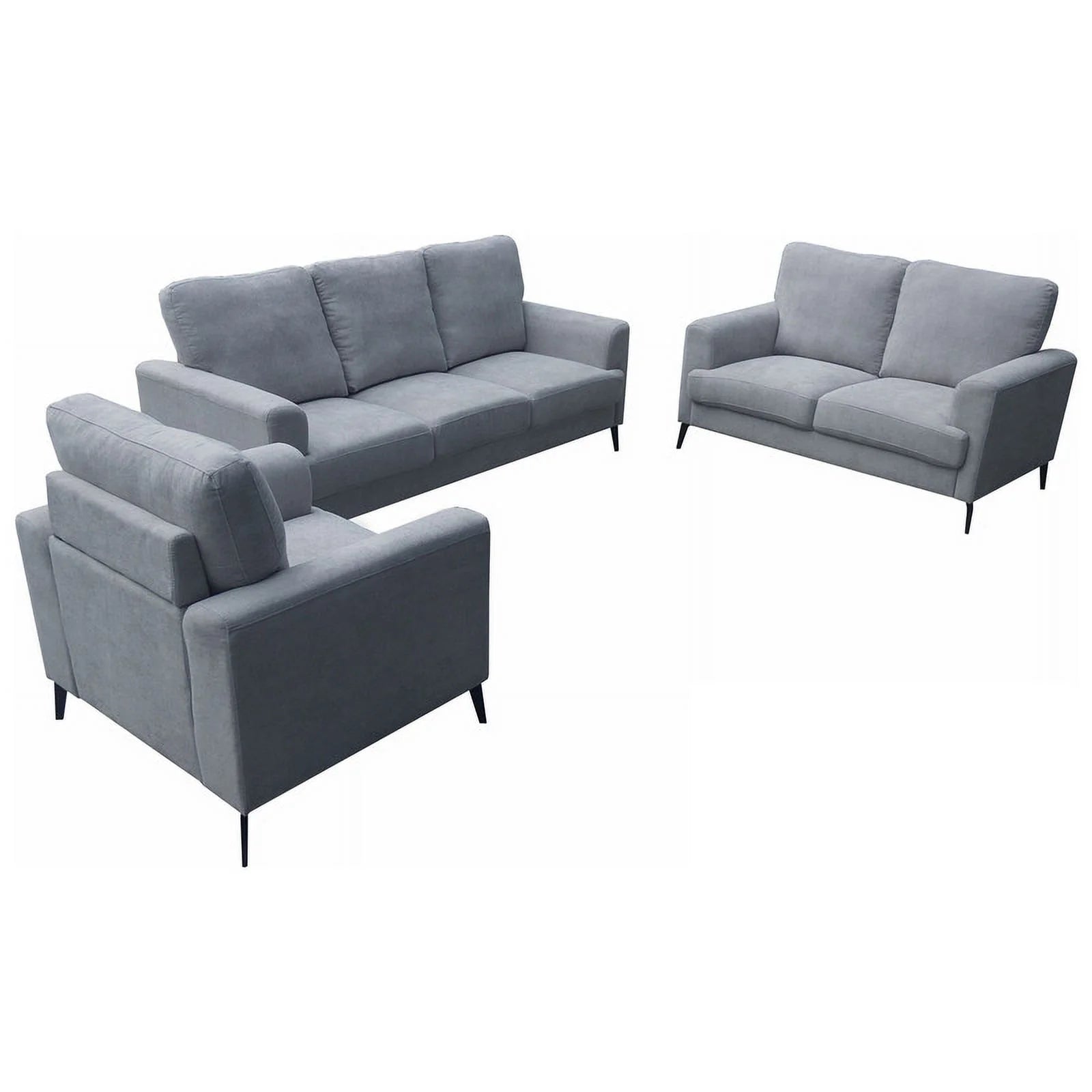 Pemberly Row Gray Chenille Sofa Loveseat Chair Set Z8818