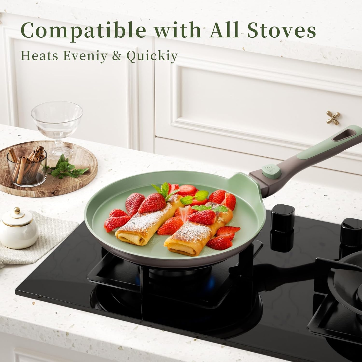 Nonstick Crepe Pan with Spreader, 10 & 11 Inch Set, Detachable Handle, PFOA-Free F7623