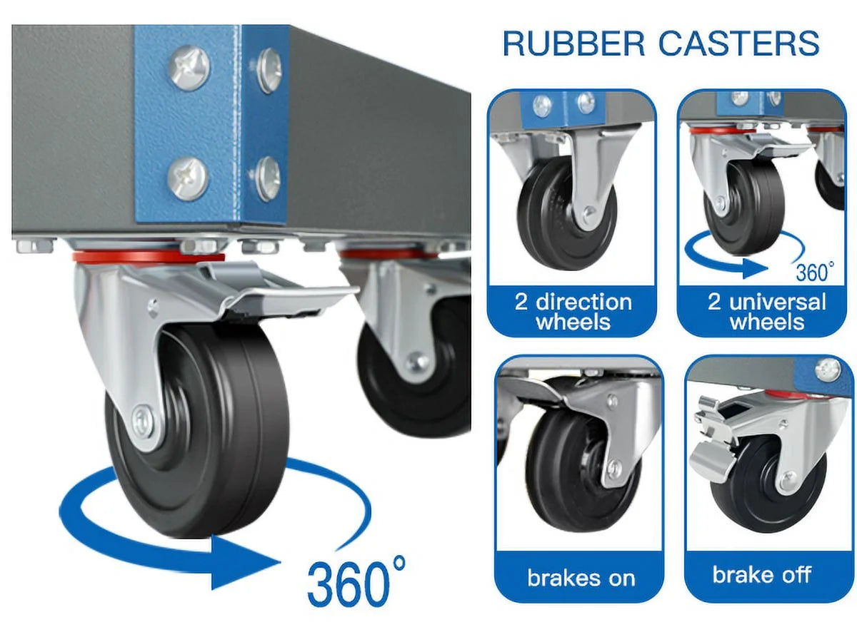 AIRAJ Tool Trolley with Ergonomic Handles and Rubber Brake Wheels M137