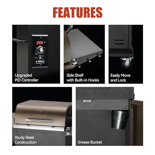 Z GRILLS Wood Pellet Grill Smoker with PID Controller, 8-in-1 BBQ Grill, 572 sq in Cooking Area R50943