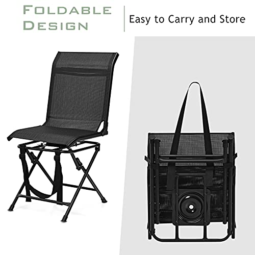 GYMAX Hunting Chair 360 Degree Swivel Folding Blind Chair with Carry Handle P607