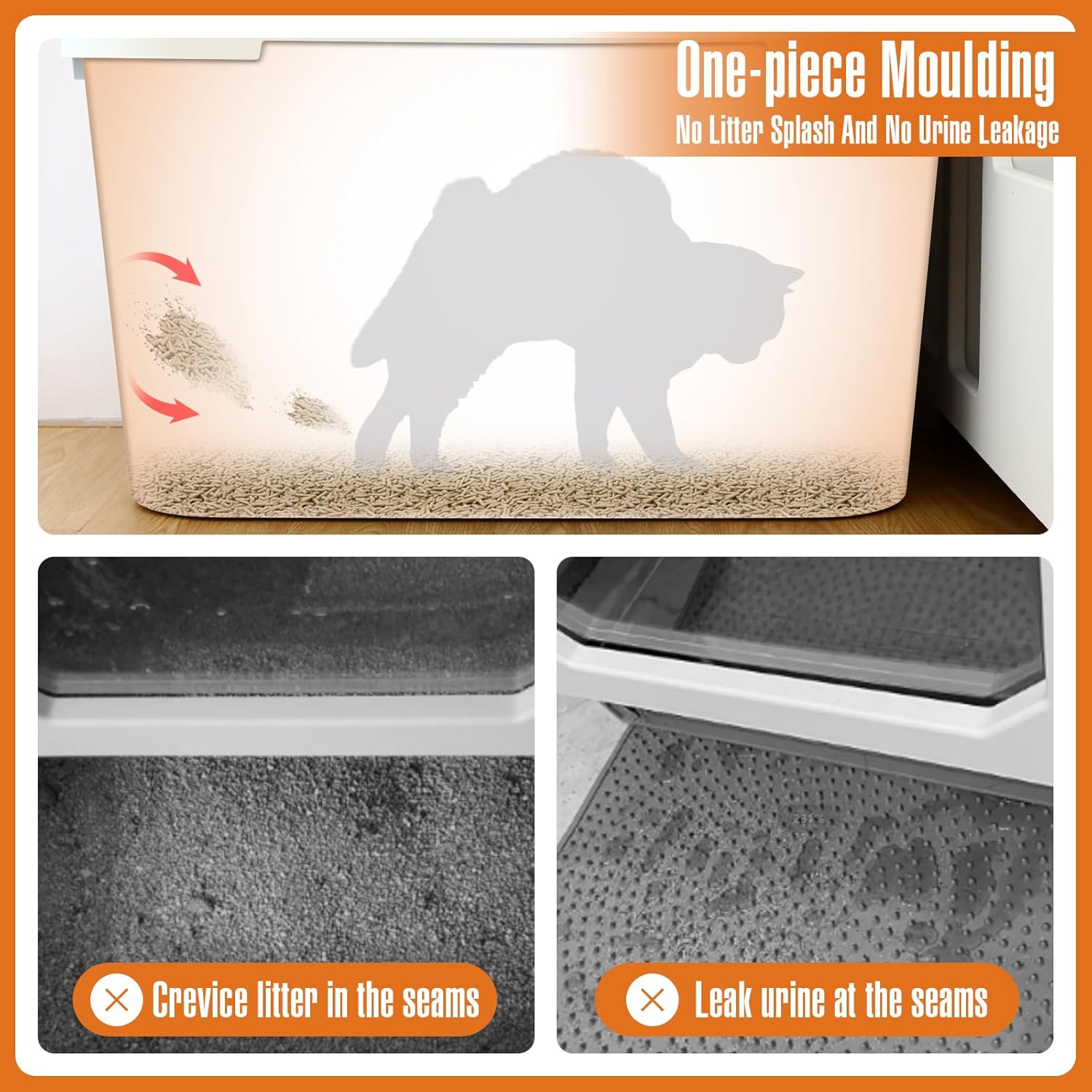 Hushee Enclosed Cat Litter Box Extra Large with Scoop, Front Entry, Easy Clean M88545