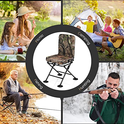 Tangkula Hunting Chair 360 Degree Swivel with Padded Cushion, Camouflage Folding for Blind, Fishing, Camping J815