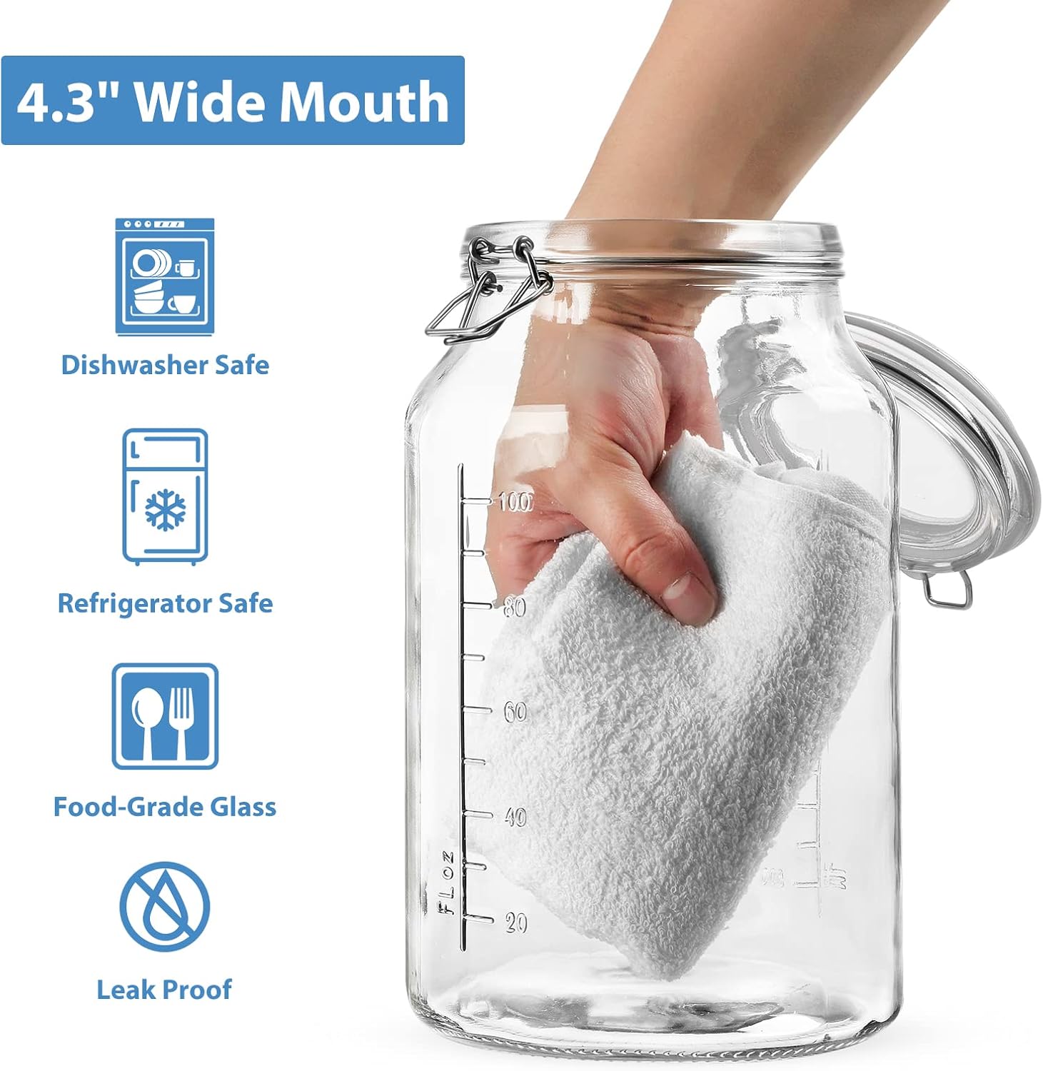 1 Gallon Glass Storage Jars with Airtight Lids, 2 Pack G84224